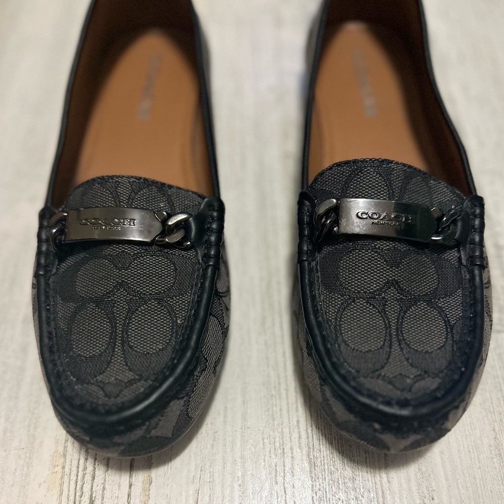 Coach Women's Black Signature Canvas Driving Loafers - Picture 6 of 6